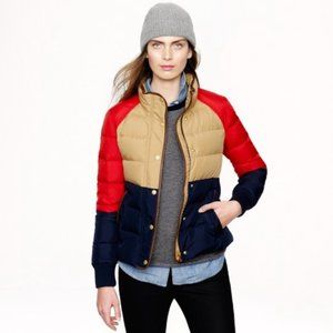 J. Crew Down Alpine puffer coat color block